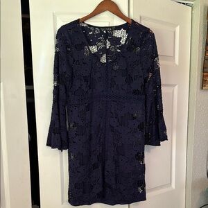 Crystal Doll Black Sheath Dress with Bell Sleeves